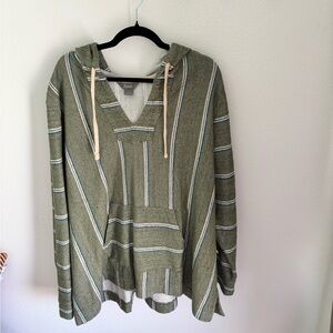Granolacore Natural Reflections Green Striped Baja Hoodie Pullover Sweater 2X